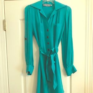 Hunter Dixon Teal/Turquoise Belt Shirt Dress.